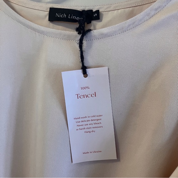 NWT Nich Linen “Audrey” Beige Midi Dress Size S - Picture 12 of 13
